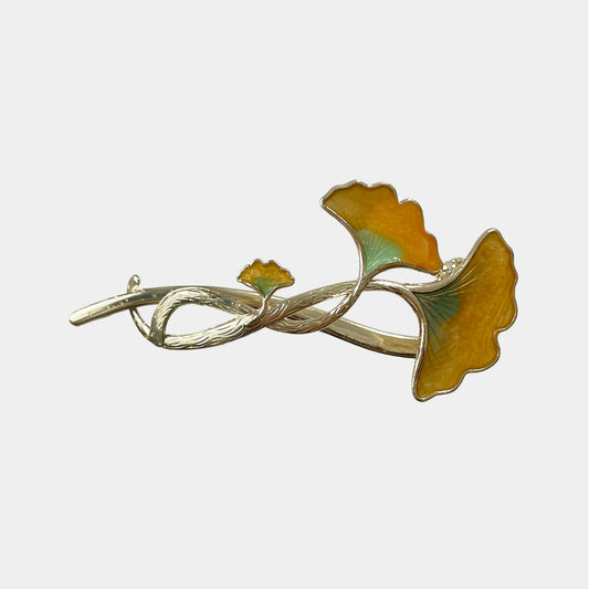 Ginkgo Leaf Twisted Clip Delicate Metal Hairpin